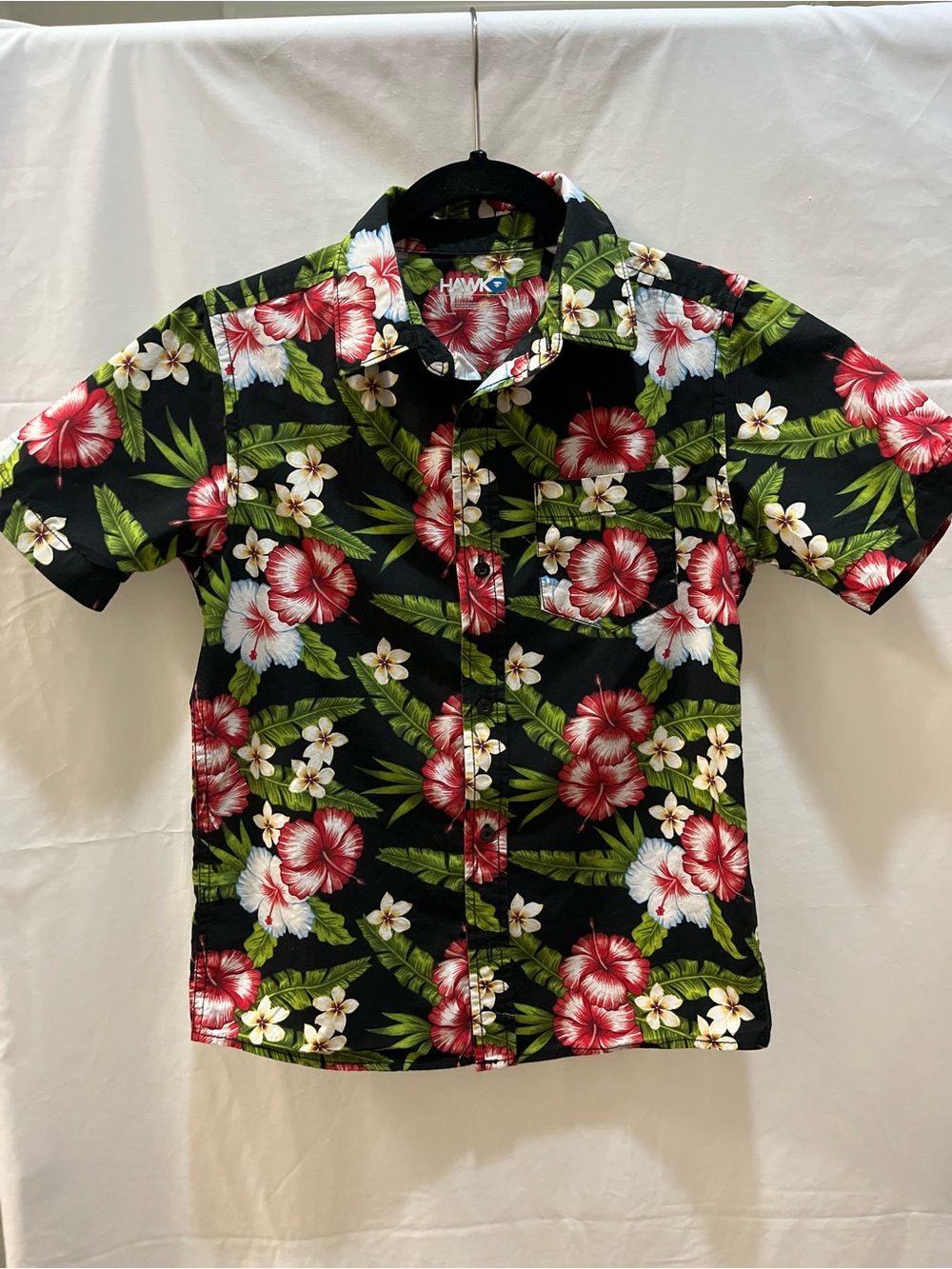 Tony Hawk Black Hawaiian Button-Down Shirt boys 10-12  100% cotton